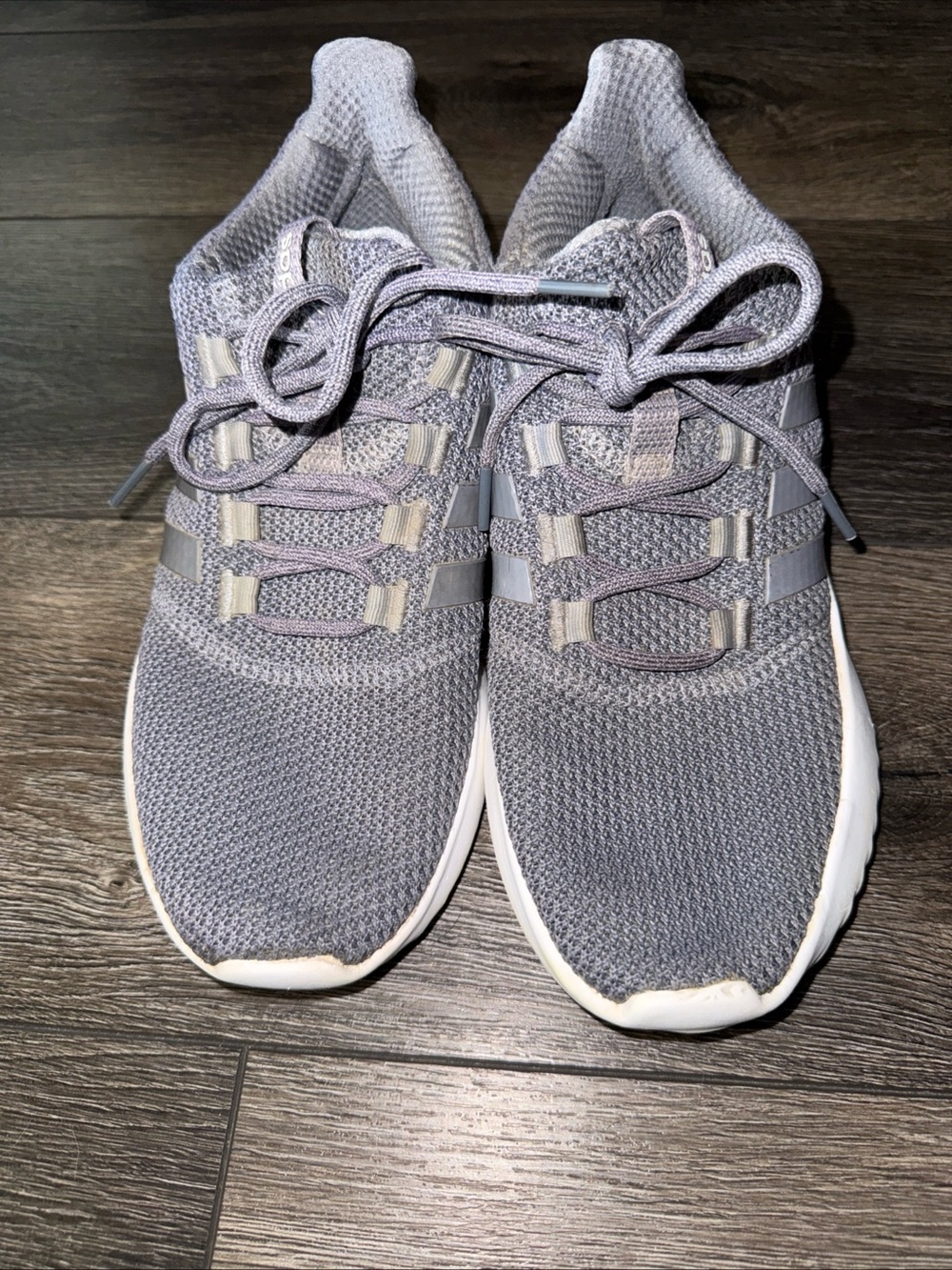 Adidas Men’s Cloud form Gray Knit Running Shoes 10